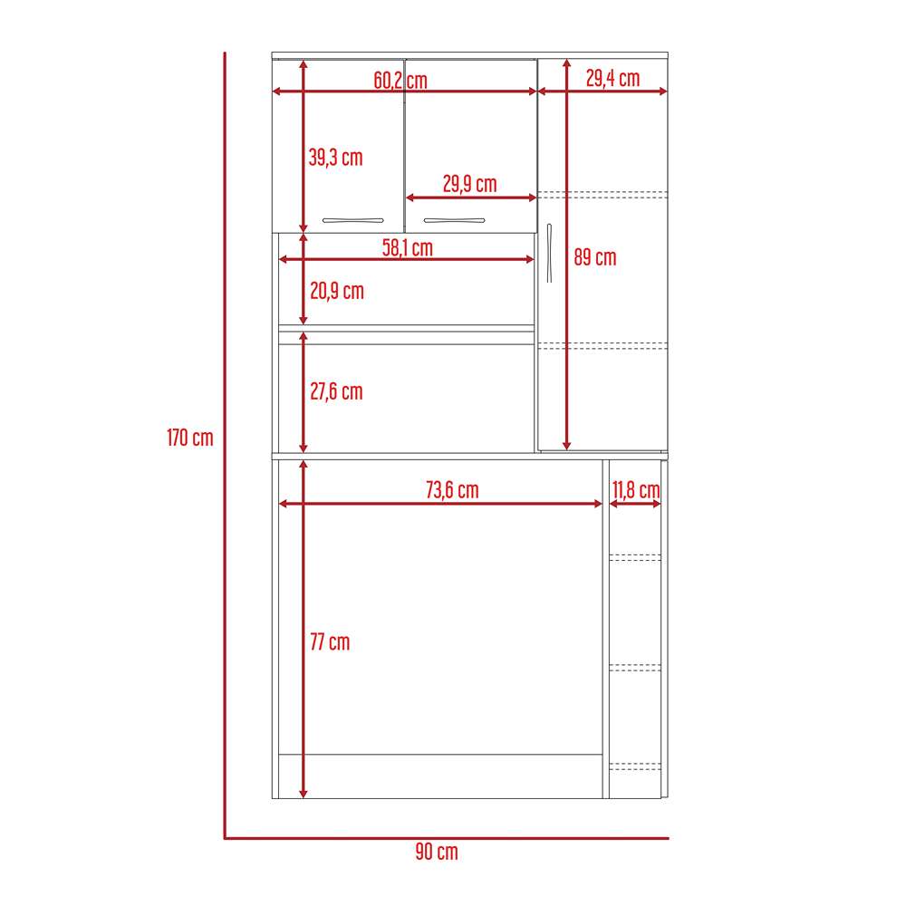 Mueble Transformable Optimus Cafe Expreso y Wengue 90 cm con Tres Puertas sin Sillas - Muebles Organizadores | Bylmo