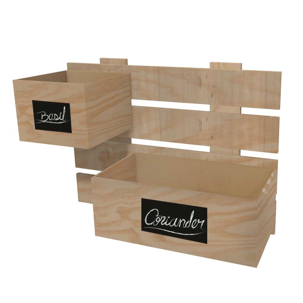 Mini Huerta Herbaria Madera Natural 60x45cm de Pared - Repisas y Percheros | Bylmo