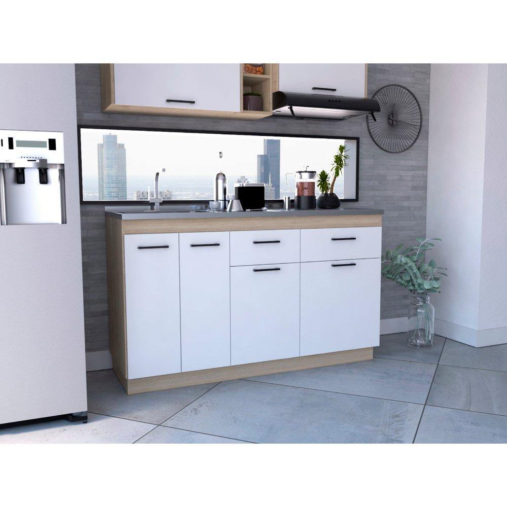 Mueble Inferior Belmira Rovere y Blanco 150 cm - Cocinas | Bylmo