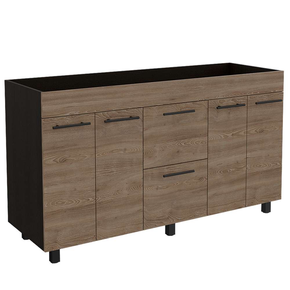 Mueble Inferior con Cuatro Puertas y Dos Cajones Luna Miel y Wengue 150 cm - Cocinas | Bylmo