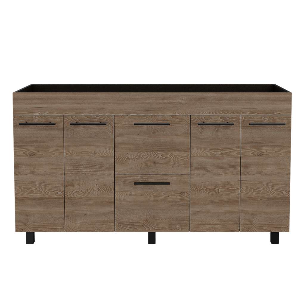 Mueble Inferior con Cuatro Puertas y Dos Cajones Luna Miel y Wengue 150 cm - Cocinas | Bylmo