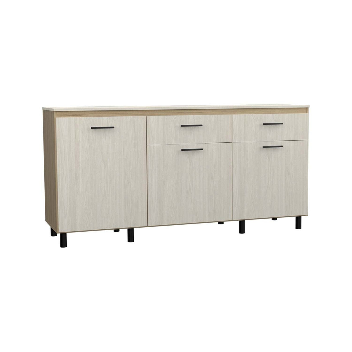 Mueble Inferior Gante Moderno Rovere y Niebla 181 cm Con Mesón en Melamina - Muebles Inferiores | Bylmo