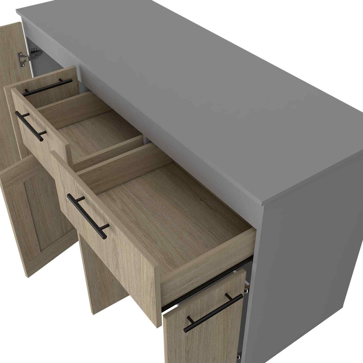 Mueble Inferior de Cocina Hasselt Gris 150x52cm con Dos Cajones y sin Mesón - Muebles Superiores | Bylmo