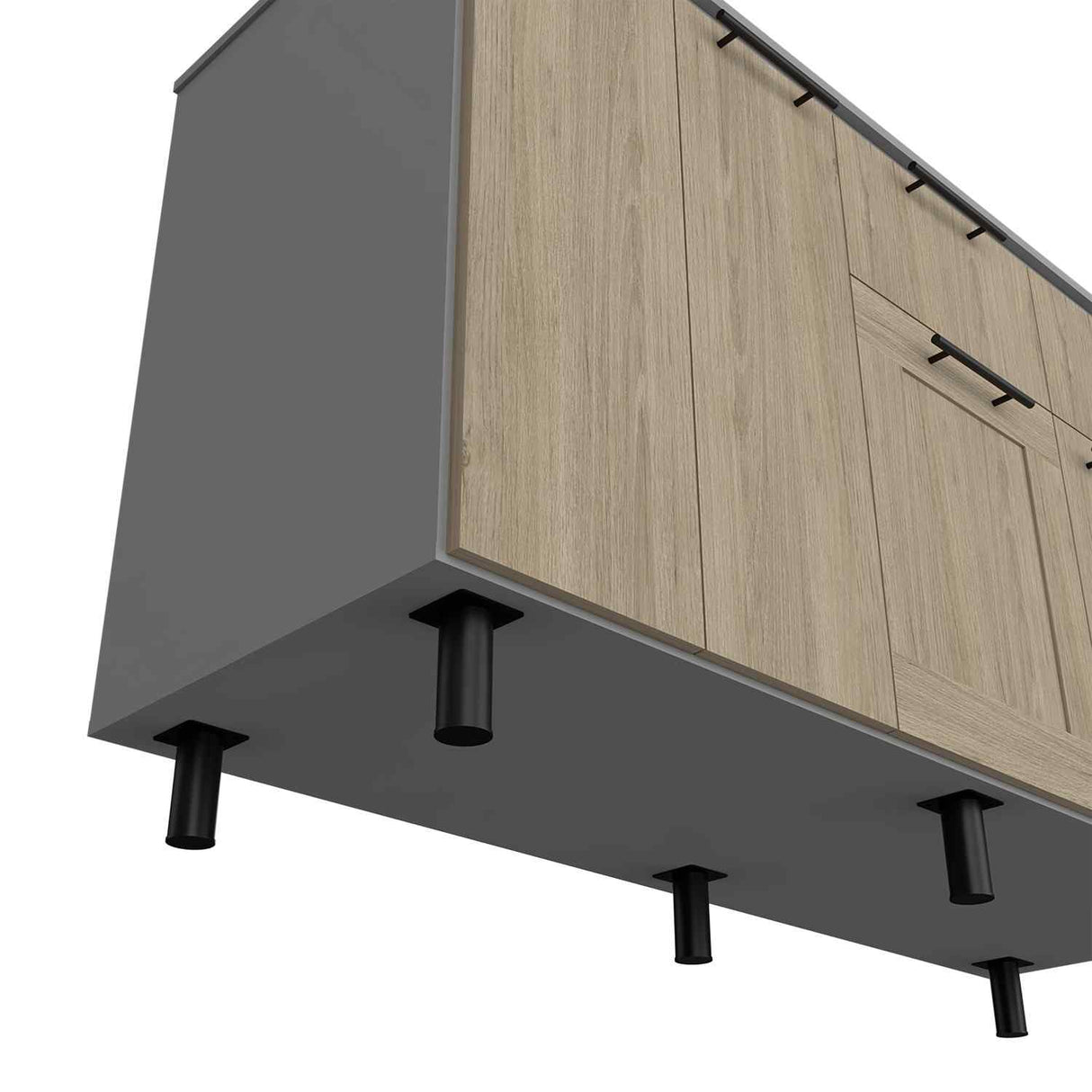 Mueble Inferior de Cocina Hasselt Gris 150x52cm con Dos Cajones y sin Mesón - Muebles Superiores | Bylmo