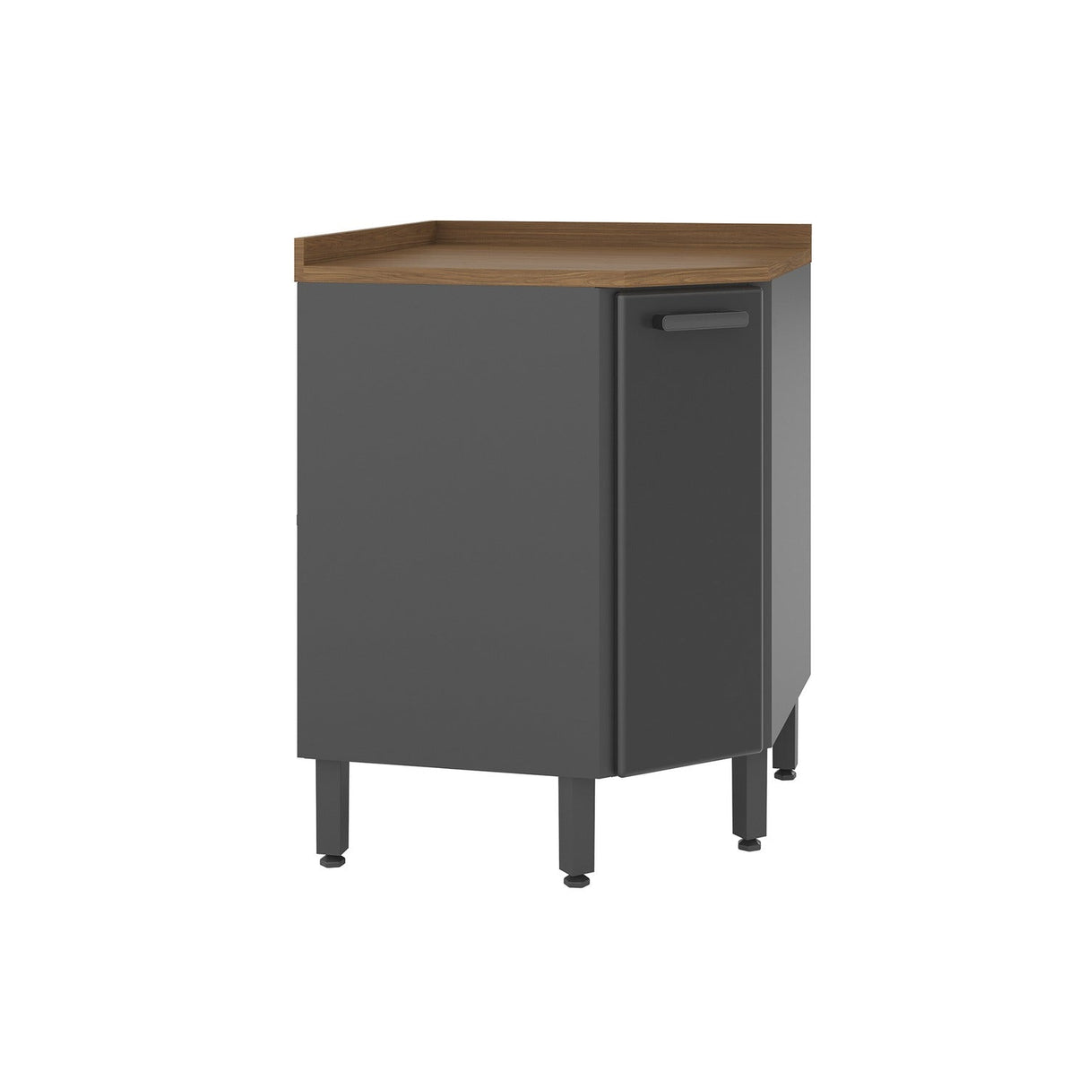 Mueble Inferior Gris 48x89cm con Mesón de Madera y sin Pozuelo - Muebles Inferiores | Bylmo
