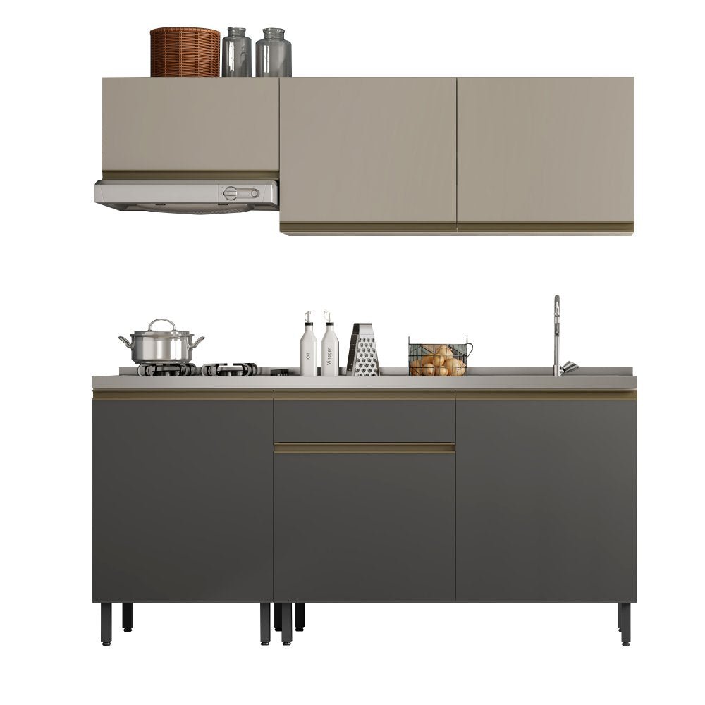 Mueble Inferior Santiago Grafito 180 cm sin Mesón - Cocinas | Bylmo