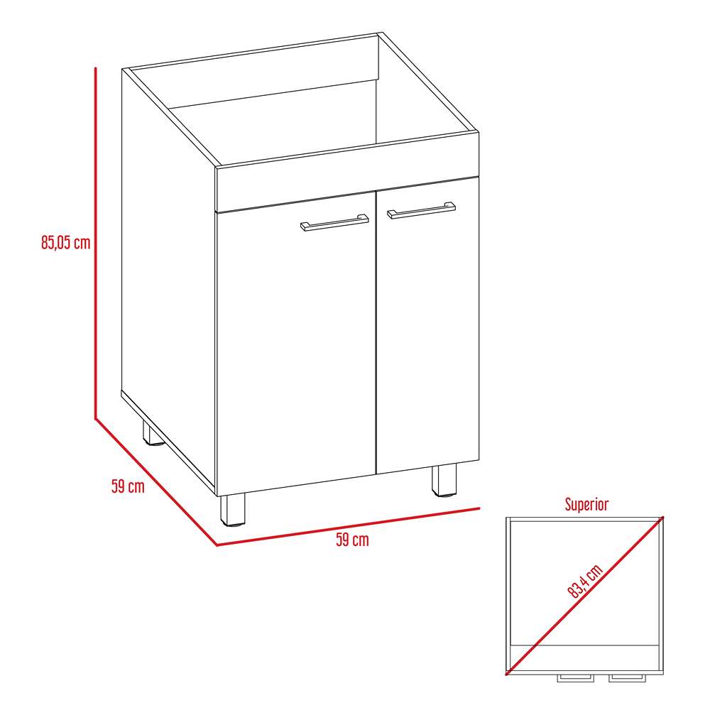 Mueble Valento Blanco 59 cm con Dos Puertas - Gabinetes | Bylmo