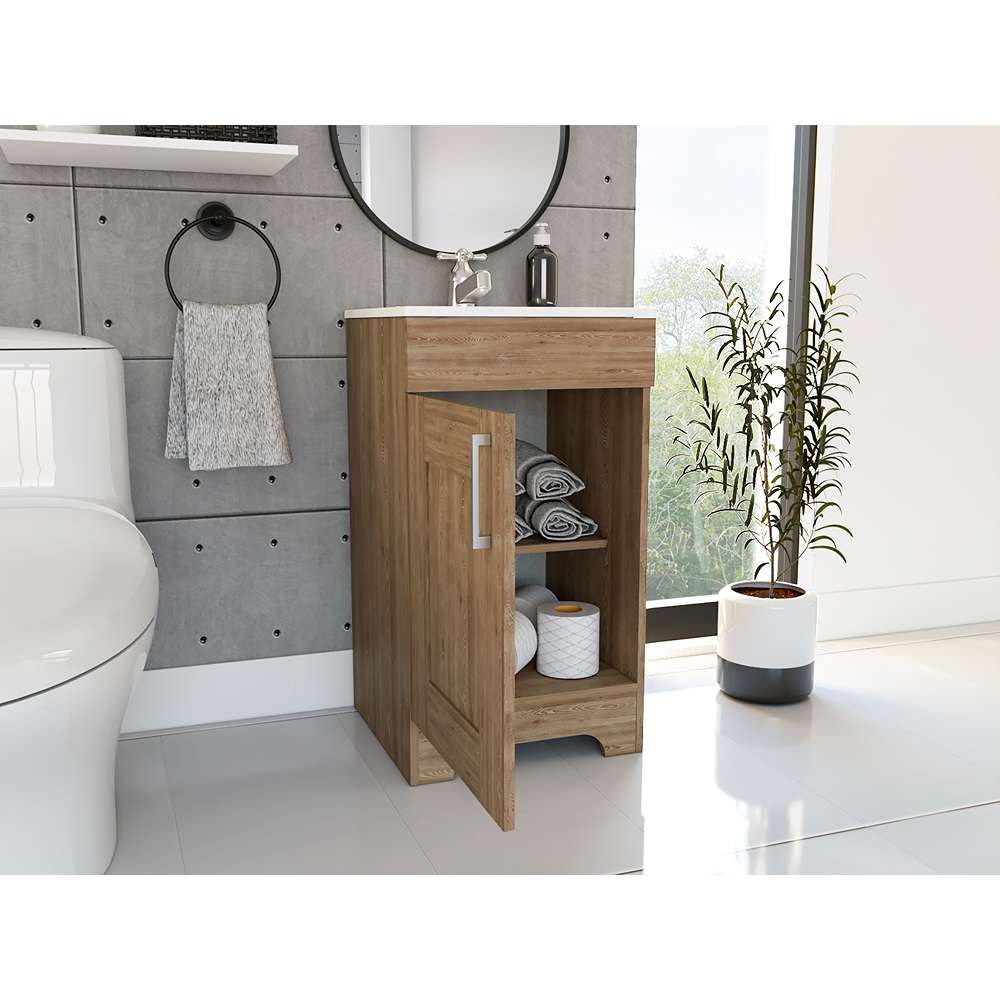 Mueble para Lavamanos Barcelona Miel 45.1x82.7cm Individual con Lavamanos con Una Puerta - Gabinetes | Bylmo