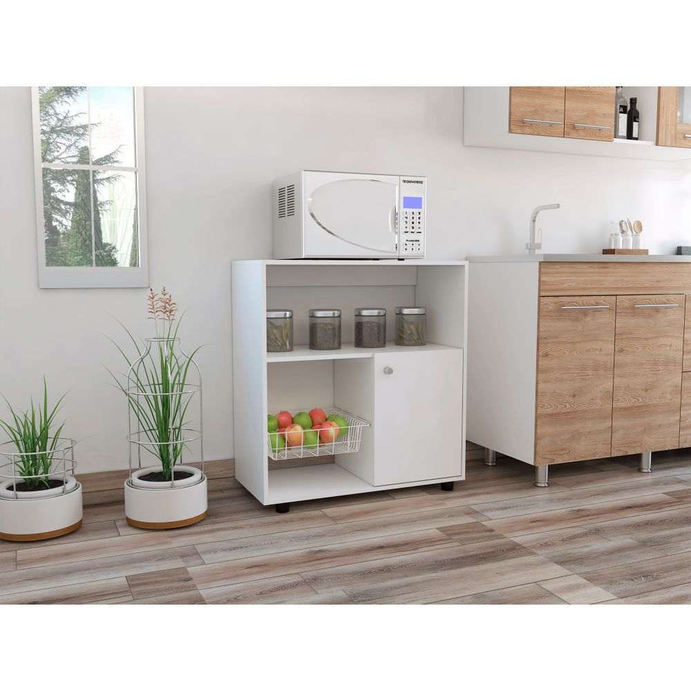 Mueble Auxiliar Austria Blanco 86 cm con Una Puerta y Una Canasta deslizable - Muebles Organizadores | Bylmo