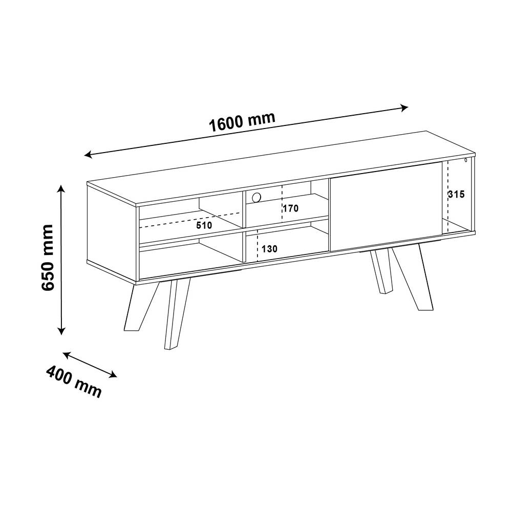 Rack Roble y Blanco 160 cm con Una Puerta - Muebles para TV | Bylmo