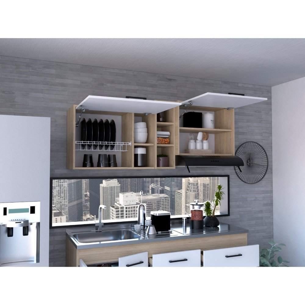 Mueble Superior con Dos Puertas Belmira Rovere y Blanco 150 cm - Cocinas | Bylmo