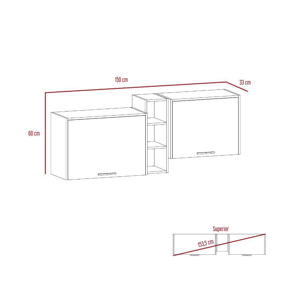 Mueble Superior con Dos Puertas Belmira Rovere y Blanco 150 cm - Cocinas | Bylmo