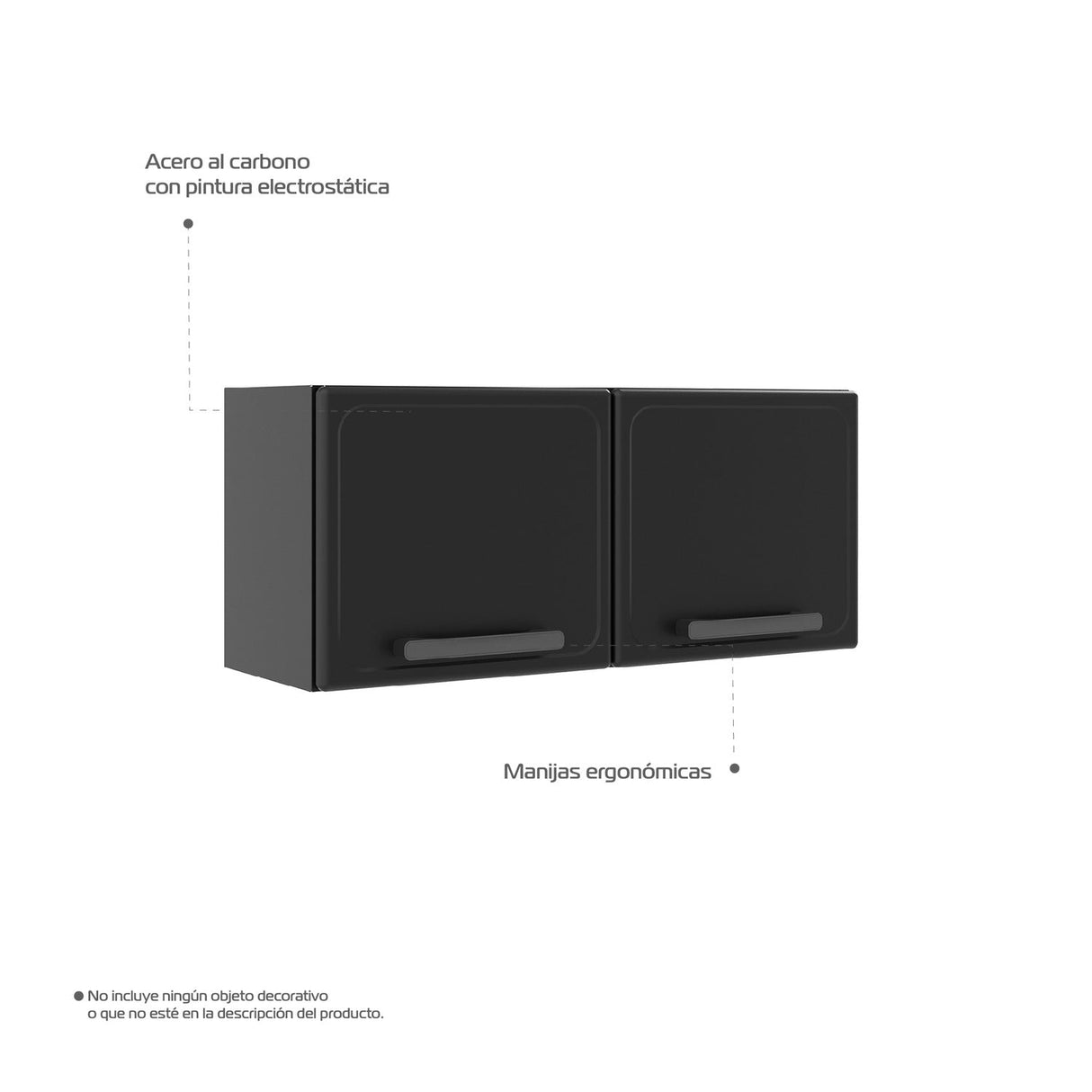 Mueble Superior de Cocina Gris 80x35cm sin Entrepaños y con Dos Puertas - Muebles Superiores | Bylmo