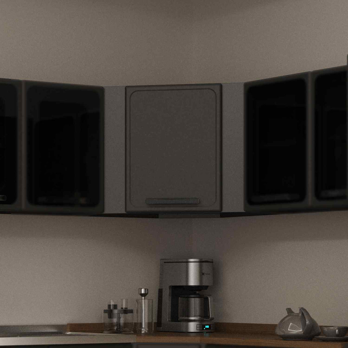 Mueble Superior Grisco Esquinero con Una Puerta Gris 59 cm Sin Campana - Muebles Superiores | Bylmo