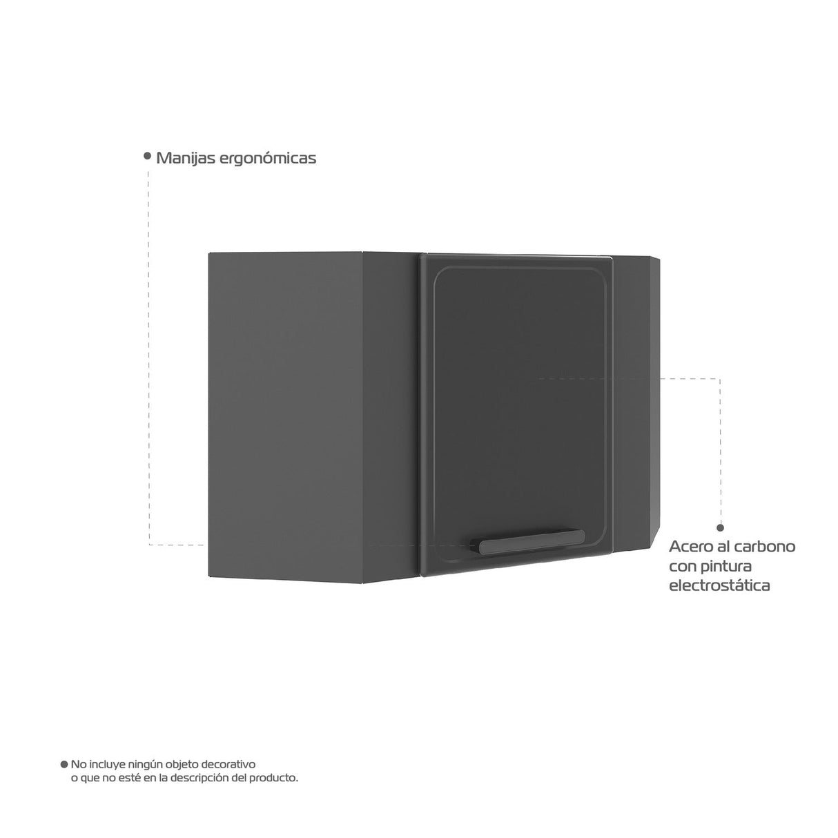Mueble Superior Grisco Esquinero con Una Puerta Gris 59 cm Sin Campana - Muebles Superiores | Bylmo