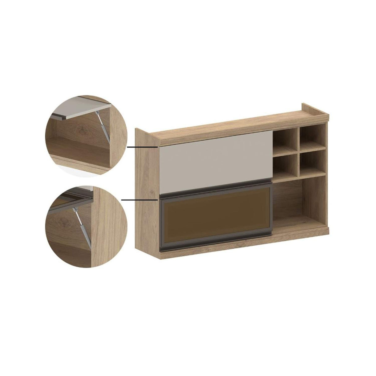 Mueble Superior Maqui con Dos Puertas Abatibles Blanca y Ambar y Entrepaños Madera 120 cm Sin Campana - Muebles Superiores | Bylmo