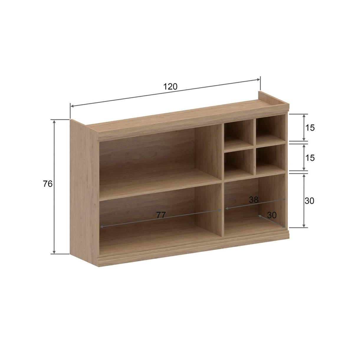 Mueble Superior Maqui con Dos Puertas Abatibles Blanca y Ambar y Entrepaños Madera 120 cm Sin Campana - Muebles Superiores | Bylmo
