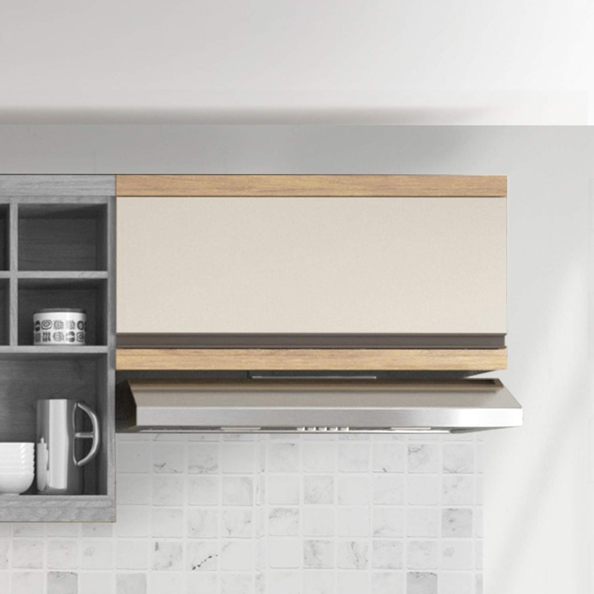 Mueble Superior Maqui con Una Puerta Abatible Blanca Madera 80 cm Sin Campana - Muebles Superiores | Bylmo