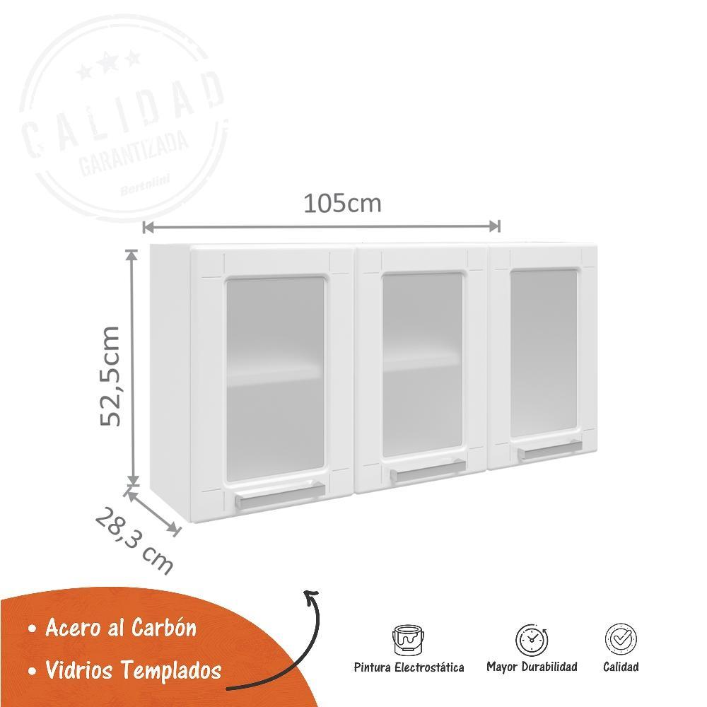 Mueble Superior de Cocina Blanco 105x52cm con Dos Entrepaños y con Puerta Traslúcida - Muebles Organizadores | Bylmo