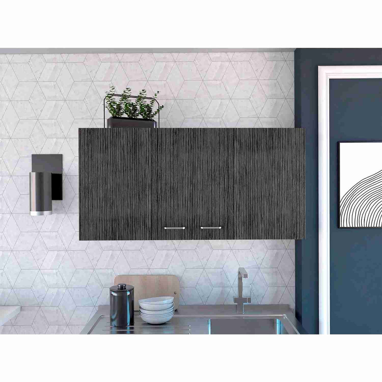 Mueble Superior de Cocina Napoles Roble gris y Blanco 100x49cm sin Entrepaños y con Dos Puertas - Muebles Superiores | Bylmo