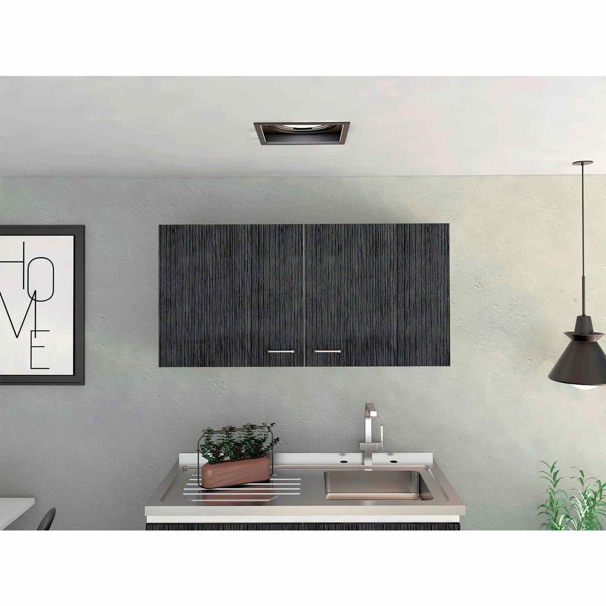 Mueble Superior de Cocina Napoles Roble gris y Blanco 100x49cm sin Entrepaños y con Dos Puertas - Muebles Superiores | Bylmo