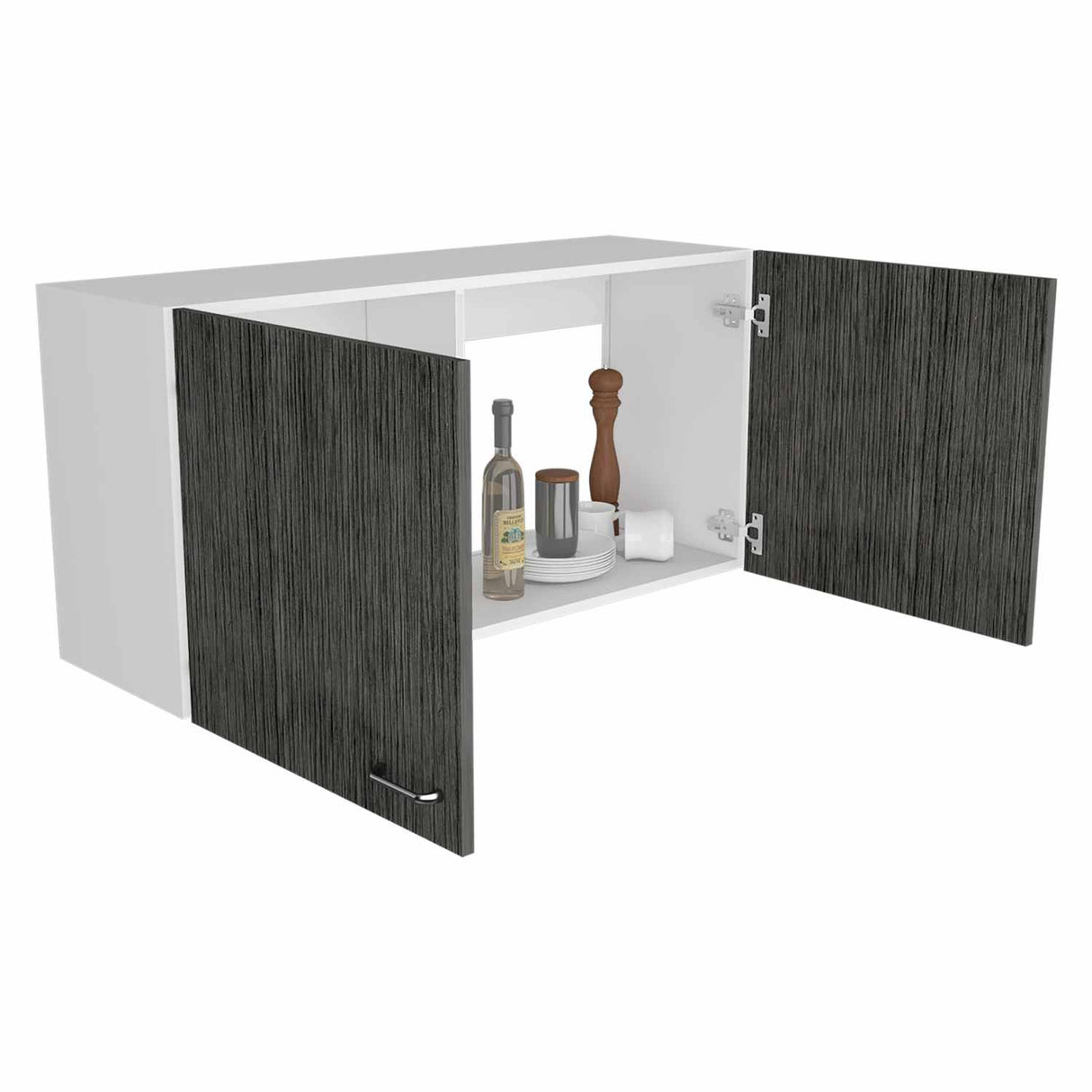 Mueble Superior de Cocina Napoles Roble gris y Blanco 100x49cm sin Entrepaños y con Dos Puertas - Muebles Superiores | Bylmo