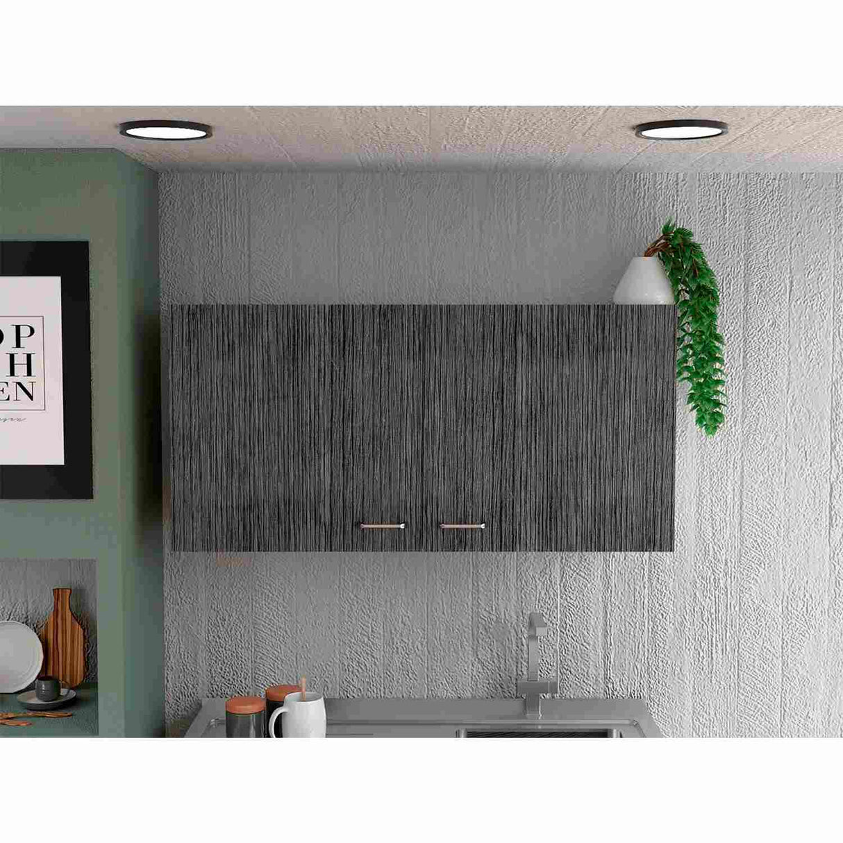 Mueble Superior de Cocina Napoles Roble gris y Blanco 100x49cm sin Entrepaños y con Dos Puertas - Muebles Superiores | Bylmo