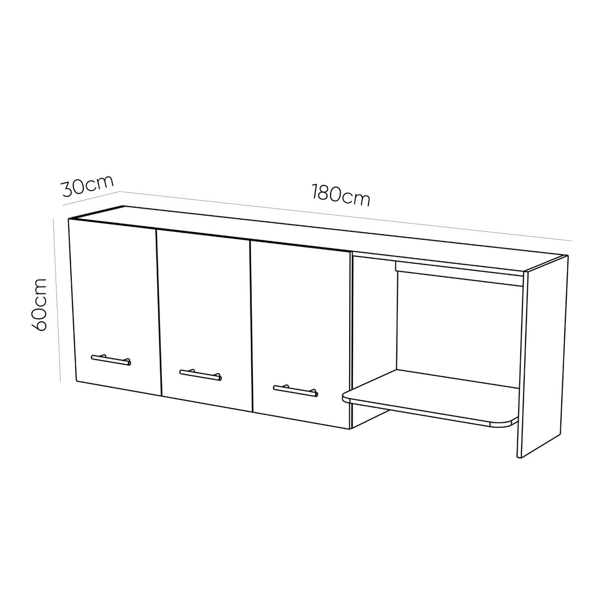 Mueble Superior Sareni Para Lado Izquierdo Coñac 180 cm con Locero sin Campana - Muebles Superiores | Bylmo