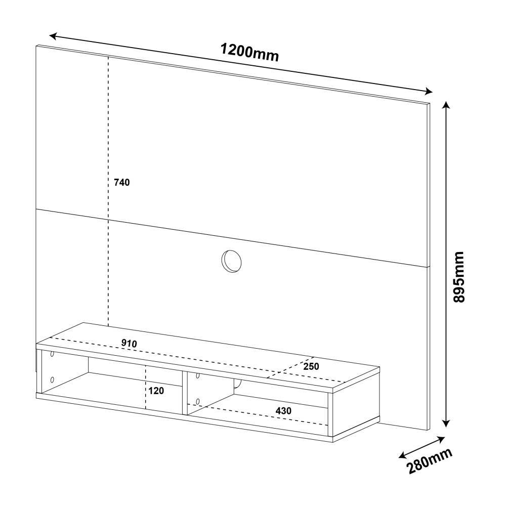 Panel Cafe y Blanco 120 cm - Muebles para TV | Bylmo