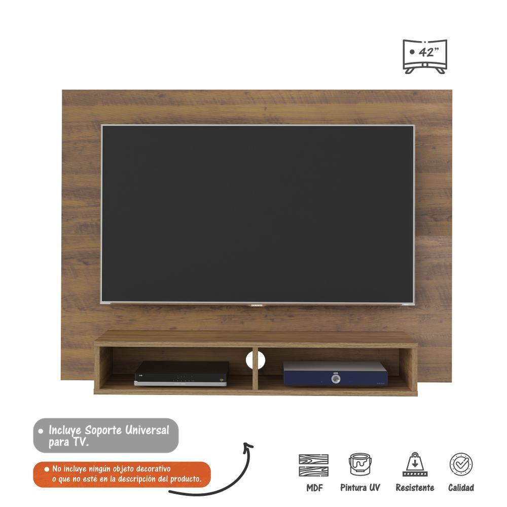 Panel de TV Pino 120x89cm Para TV Hasta 42 Pulgadas sin Cajones y con Ranuras para Cables - Muebles para TV | Bylmo