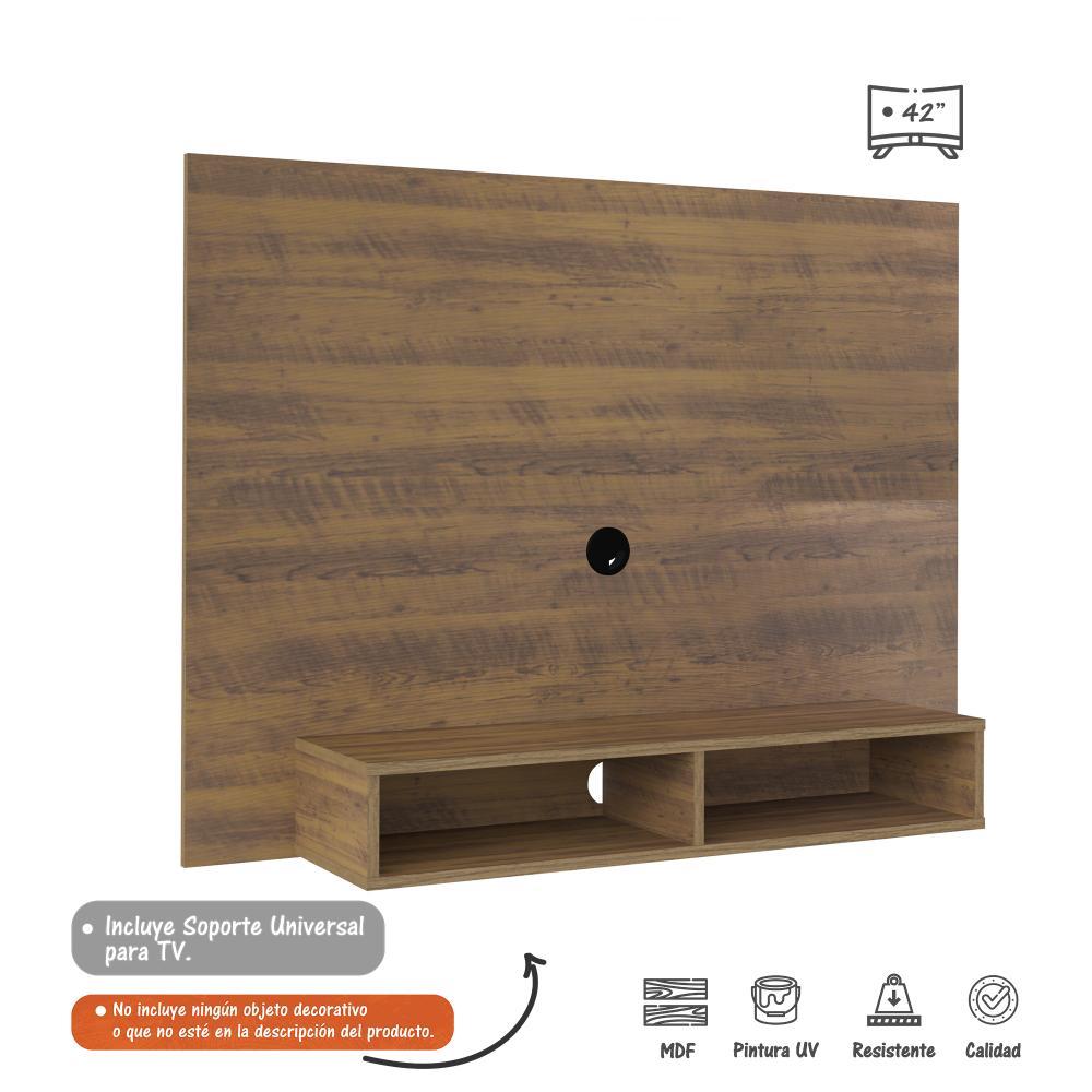 Panel de TV Pino 120x89cm Para TV Hasta 42 Pulgadas sin Cajones y con Ranuras para Cables - Muebles para TV | Bylmo