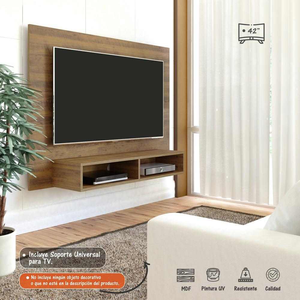 Panel de TV Pino 120x89cm Para TV Hasta 42 Pulgadas sin Cajones y con Ranuras para Cables - Muebles para TV | Bylmo