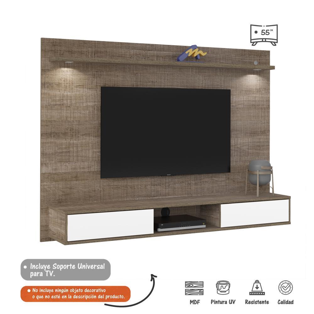 Panel Platinum Canela y Blanco 180 cm - Muebles para TV | Bylmo