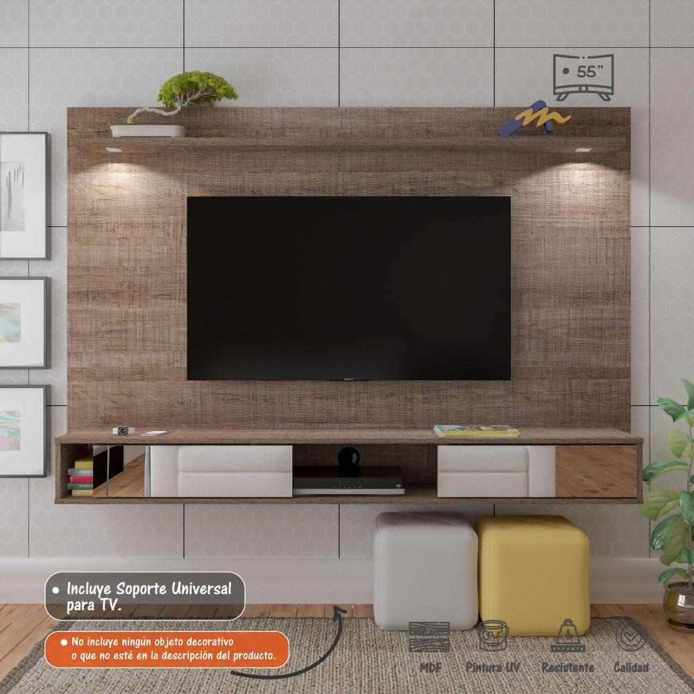 Panel Platinum Canela y Blanco 180 cm - Muebles para TV | Bylmo