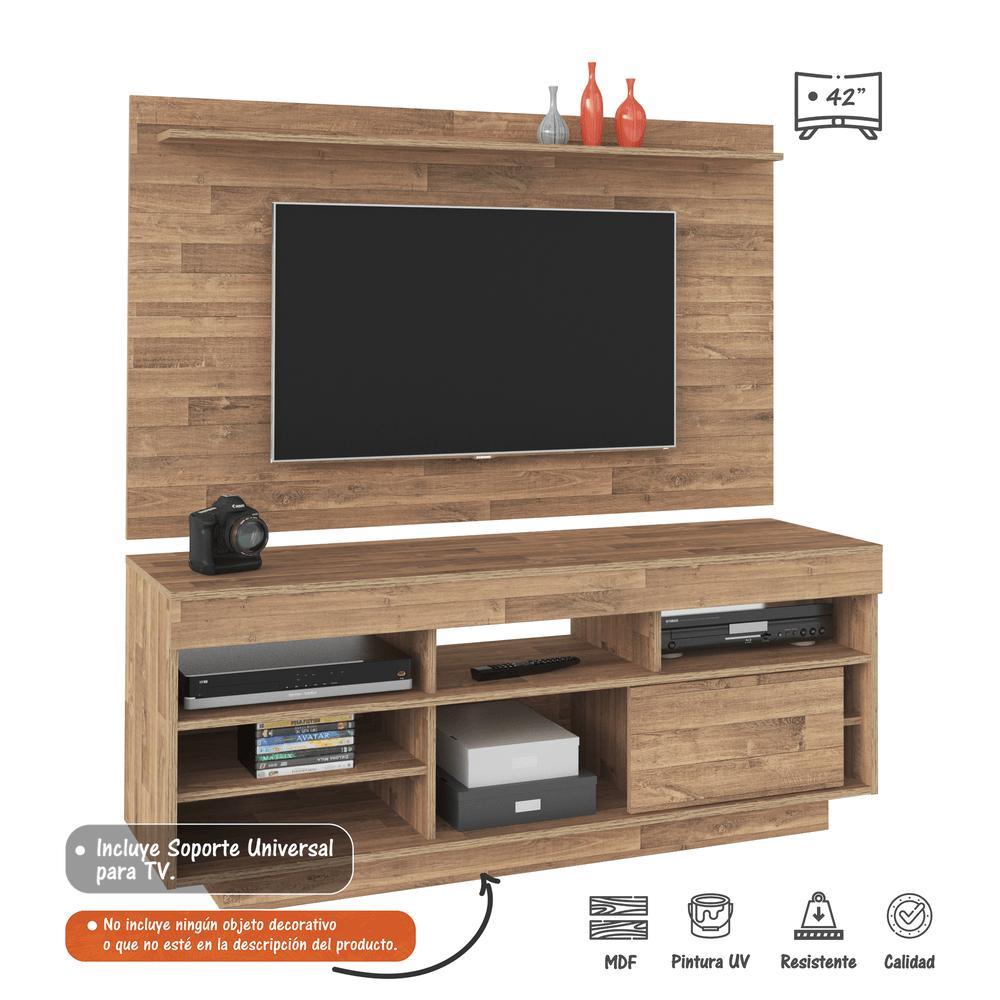 Combo Mueble y Panel Roma Cafe 140 cm - Muebles para TV | Bylmo