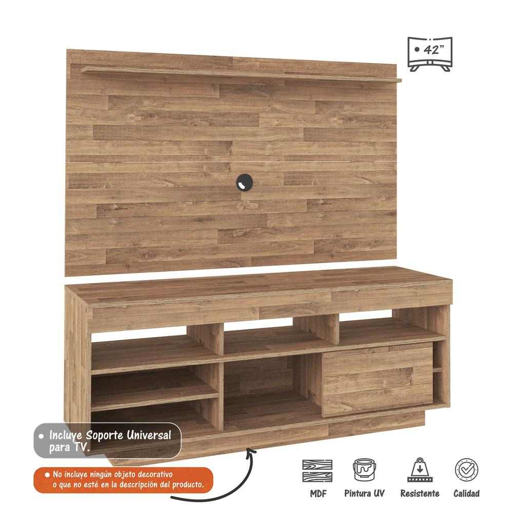Combo Mueble y Panel Roma Cafe 140 cm - Muebles para TV | Bylmo