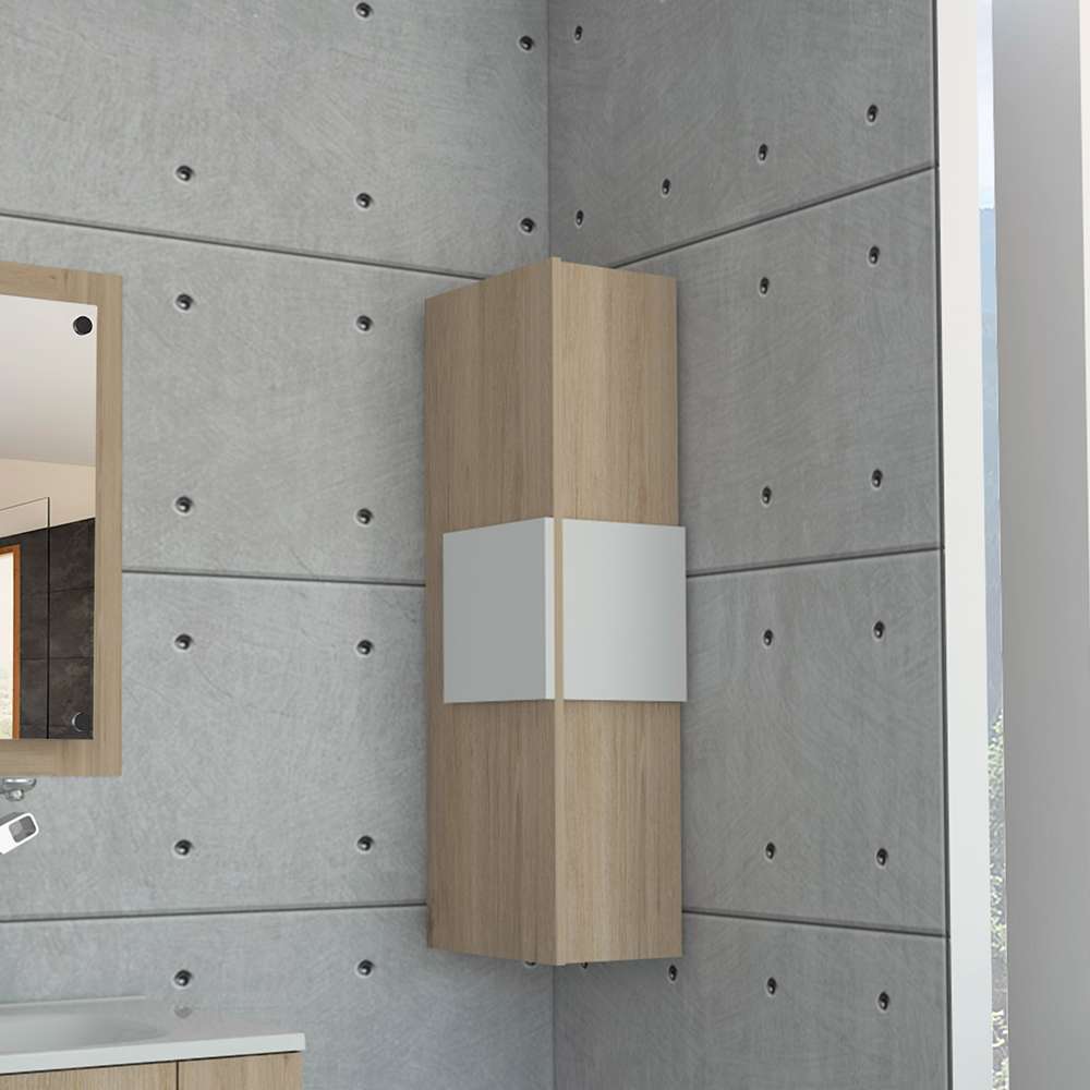 Gabinete de Baño Vanguard Rovere y Blanco 32x97.5cm Rectangular con Dos Entrepaños - Gabinetes | Bylmo