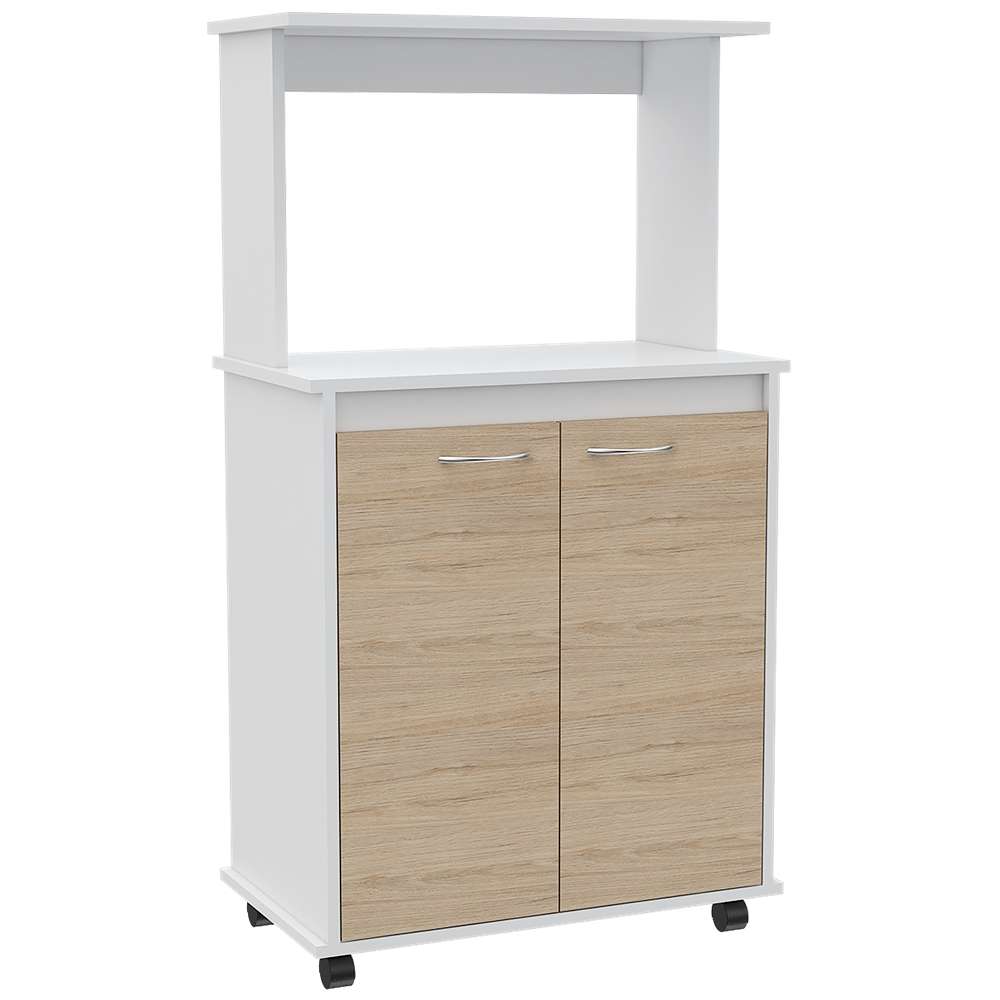 Mueble Auxiliar de Cocina Kitchen Blanco y Rovere 63x113.5cm con un Entrepaño y con Dos Comportamientos - Cocinas | Bylmo