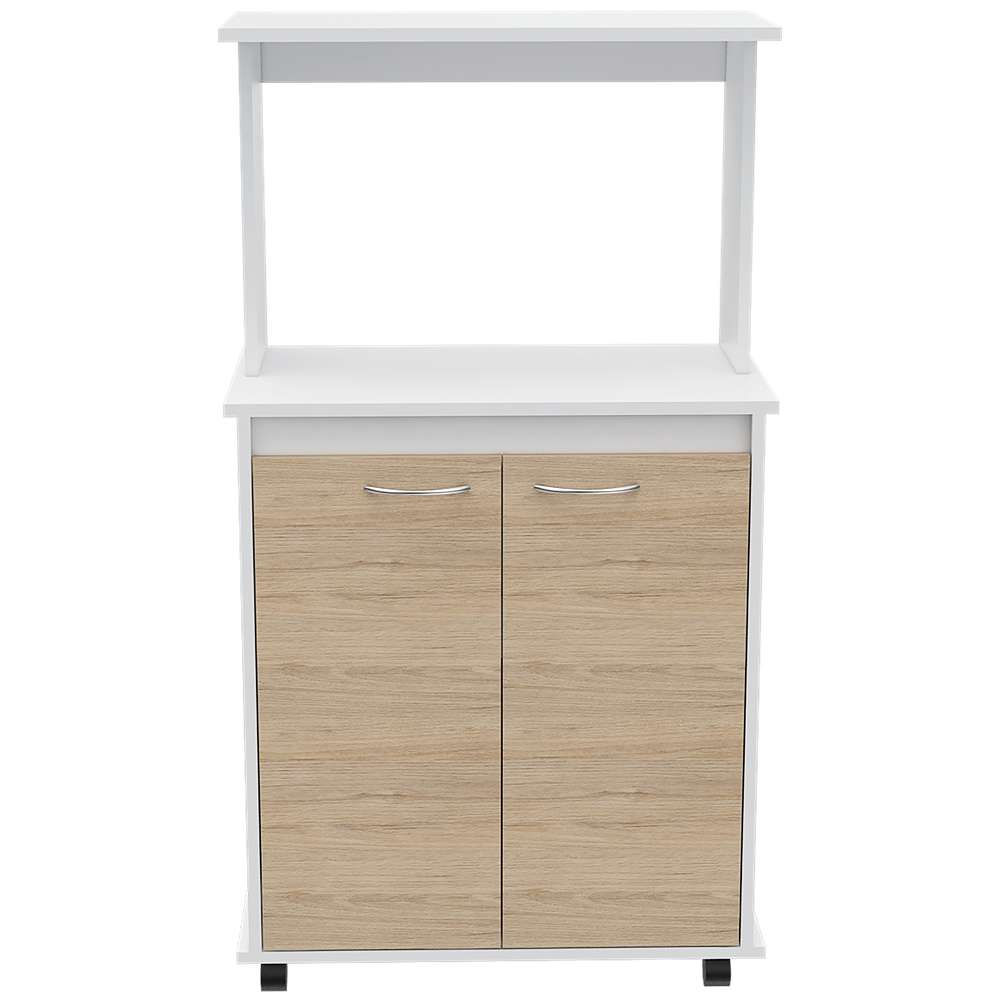 Mueble Auxiliar de Cocina Kitchen Blanco y Rovere 63x113.5cm con un Entrepaño y con Dos Comportamientos - Cocinas | Bylmo