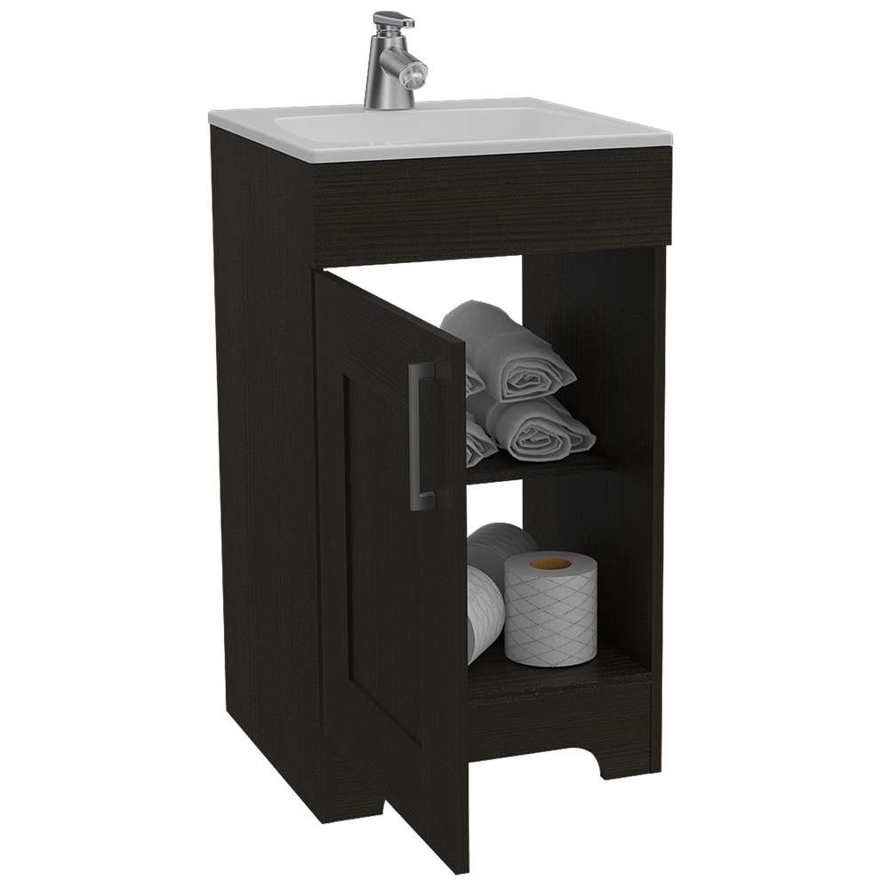 Mueble para Lavamanos Barcelona Wengue 45x45cm Individual con Lavamanos y con con Una Puerta - Muebles para Baño | Bylmo