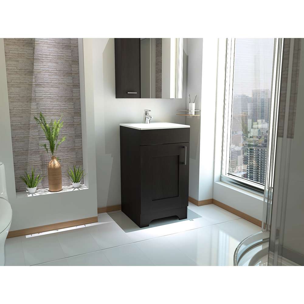 Mueble para Lavamanos Barcelona Wengue 45x45cm Individual con Lavamanos y con con Una Puerta - Muebles para Baño | Bylmo