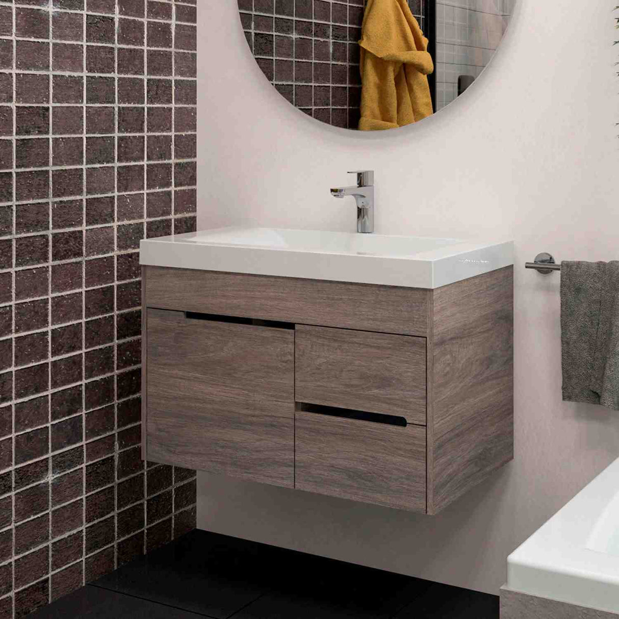Mueble para Baño Tiziano Elevado Mitte y Tambo 79 cm Flotante con Lavamanos Bari - Muebles para Baño | Bylmo