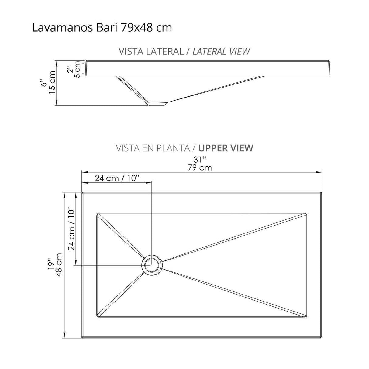 Mueble para Baño Tiziano Elevado Mitte y Tambo 79 cm Flotante con Lavamanos Bari - Muebles para Baño | Bylmo