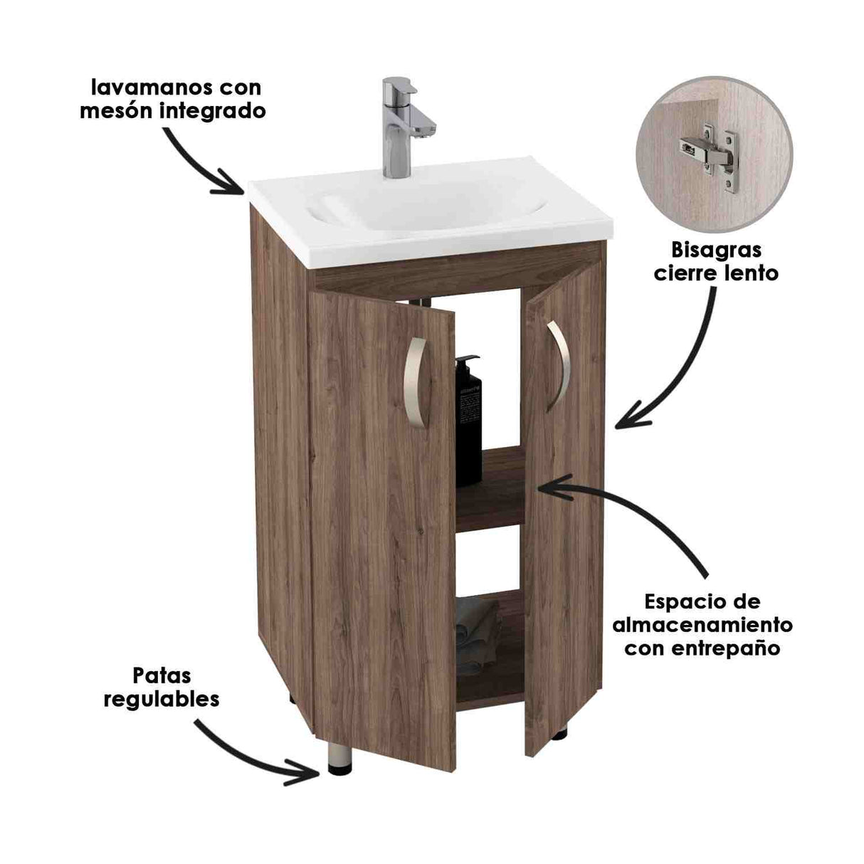 Mueble para Baño Eco Gracia y Sikuani 48 cm de Piso con Lavamanos - Muebles para Baño | Bylmo