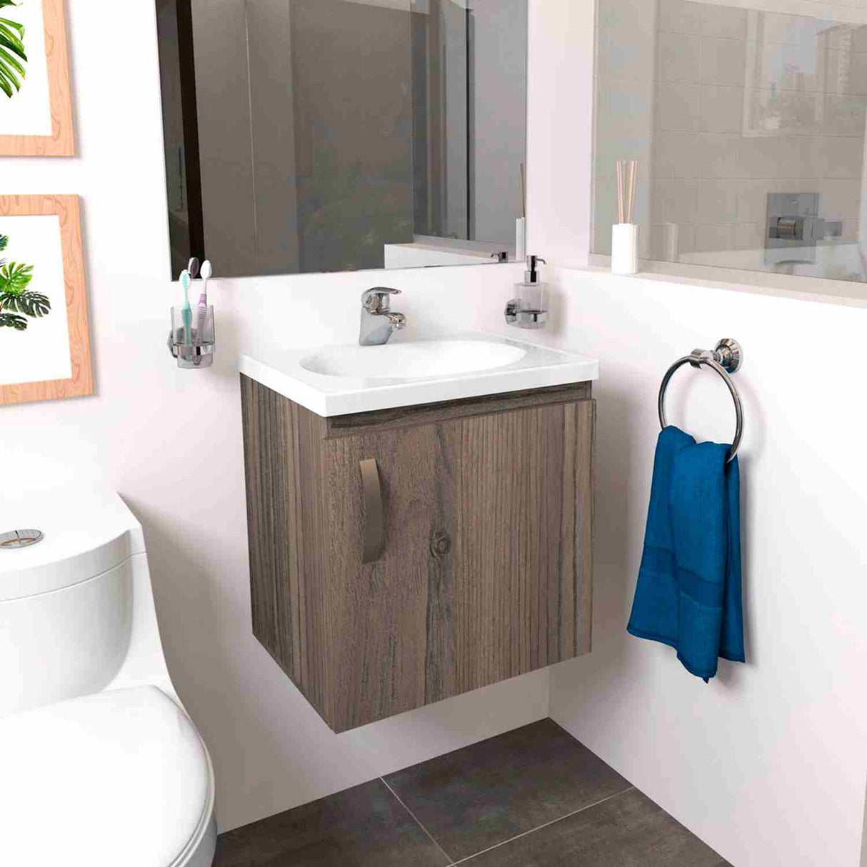 Mueble para Baño Eco Mitte y Tambo 48 cm Flotante con Lavamanos - Muebles para Baño | Bylmo