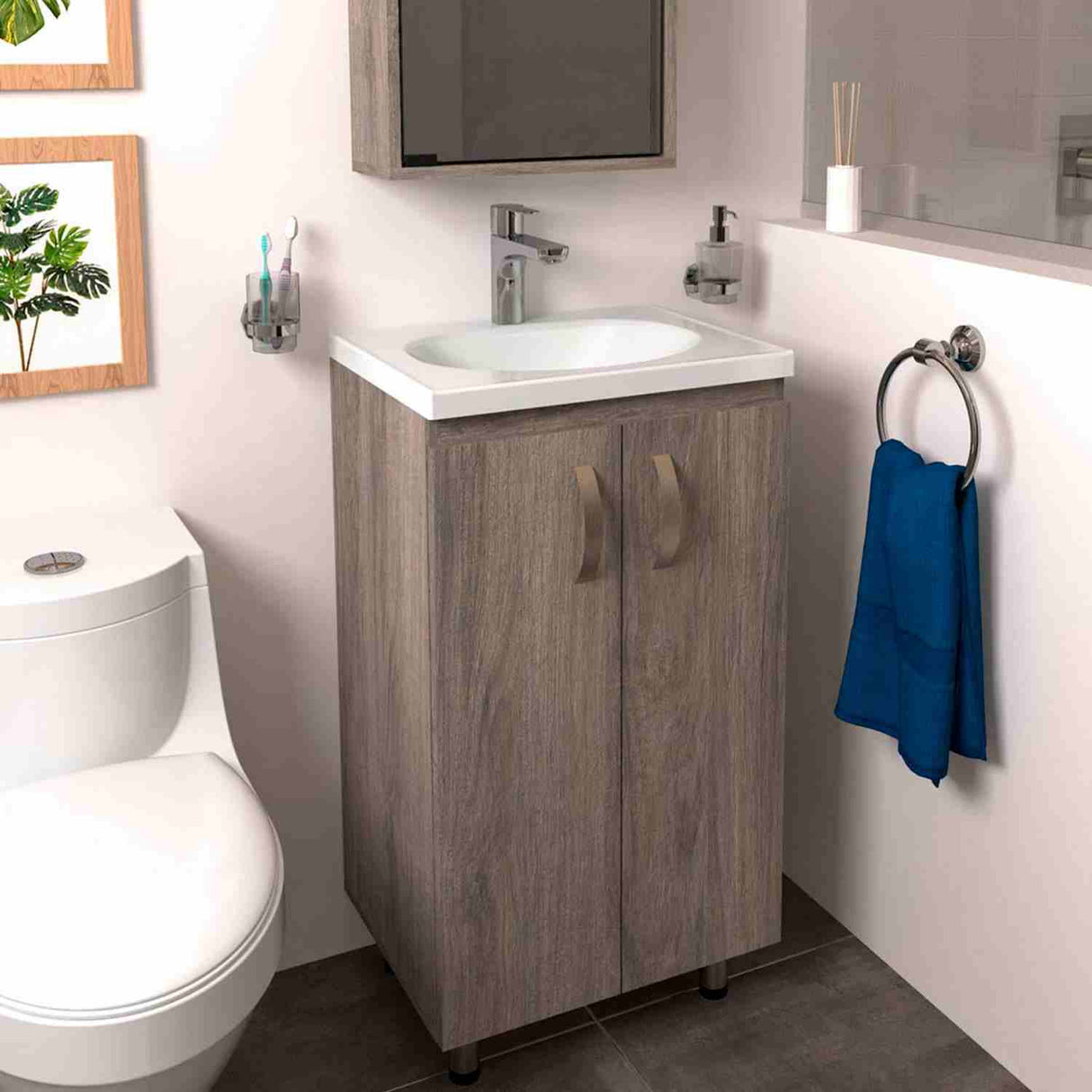 Mueble para Baño Eco Mitte y Tambo 48 cm de Piso con Lavamanos - Muebles para Baño | Bylmo
