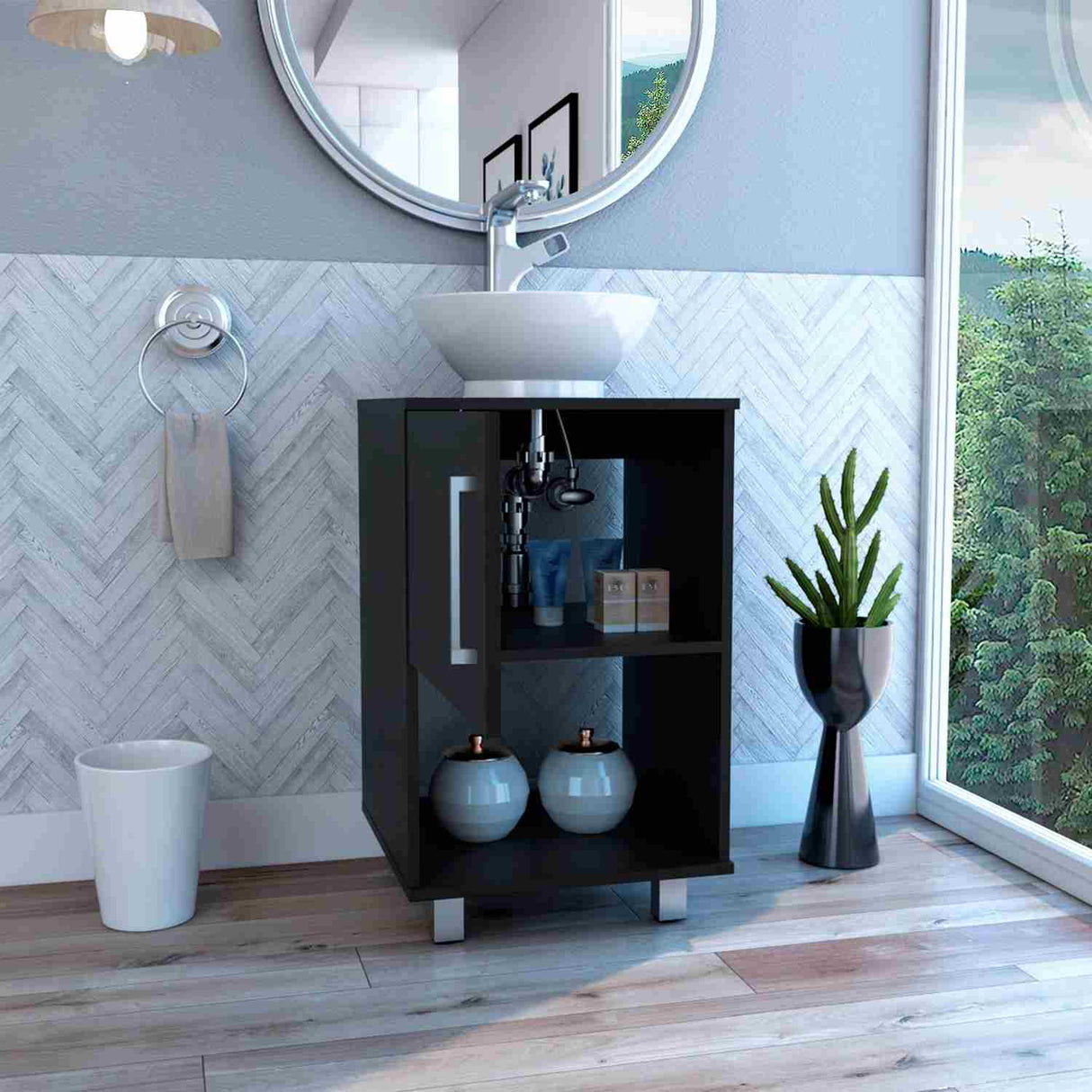 Mueble para Lavamanos Gouda Wengue 45x89cm Individual con Lavamanos con Una Puerta - Muebles para Baño | Bylmo