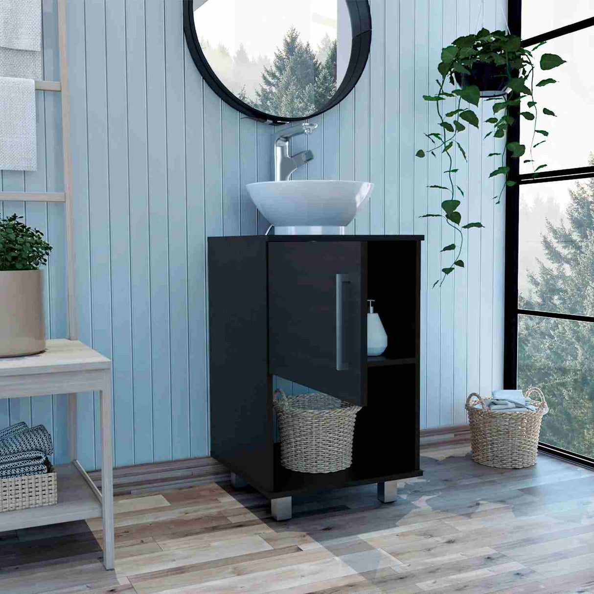 Mueble para Lavamanos Gouda Wengue 45x89cm Individual con Lavamanos con Una Puerta - Muebles para Baño | Bylmo