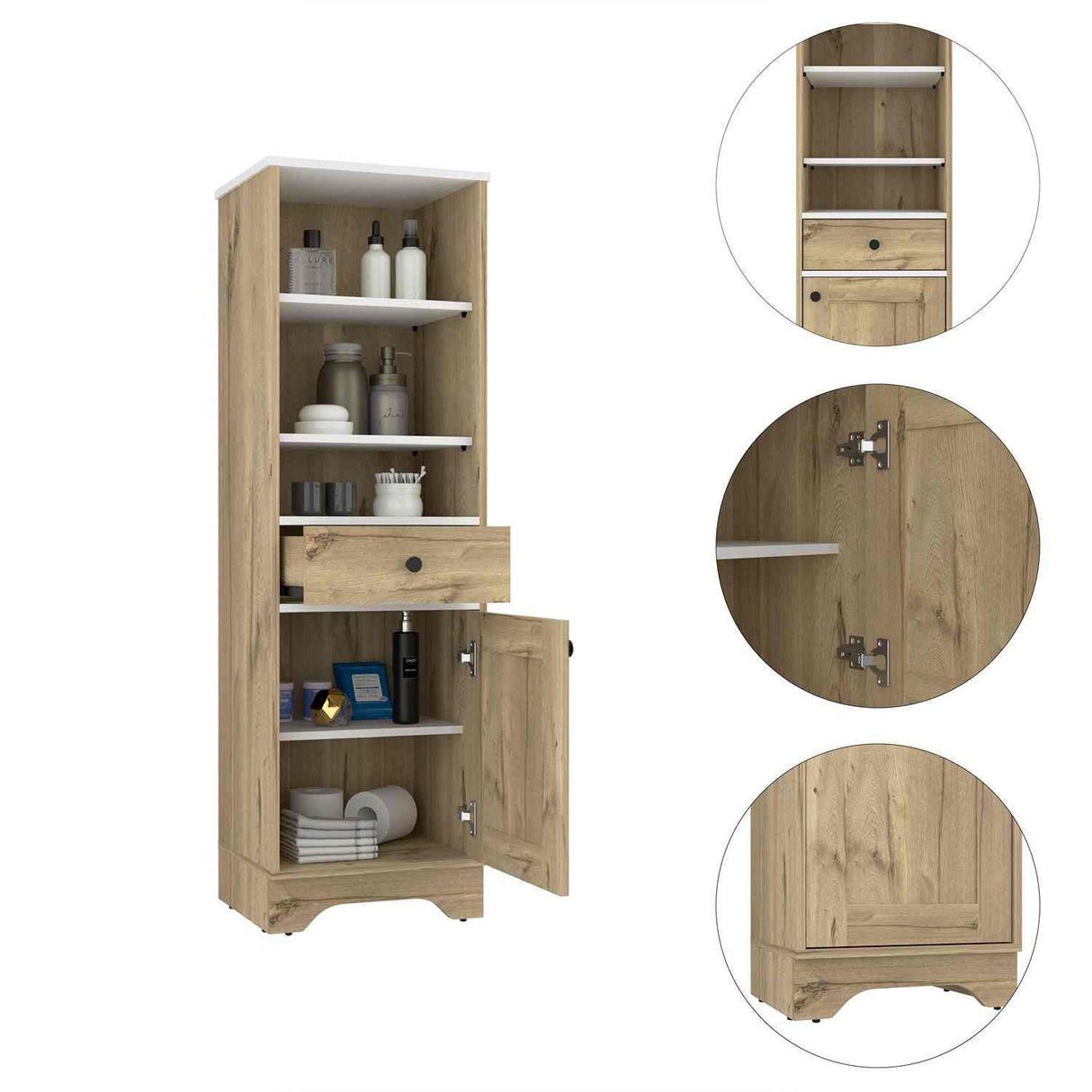 Mueble Columna para Baño Malaga Duna 33x142cm con Un Cajón y con Dos Entrepaños - Muebles para Baño | Bylmo