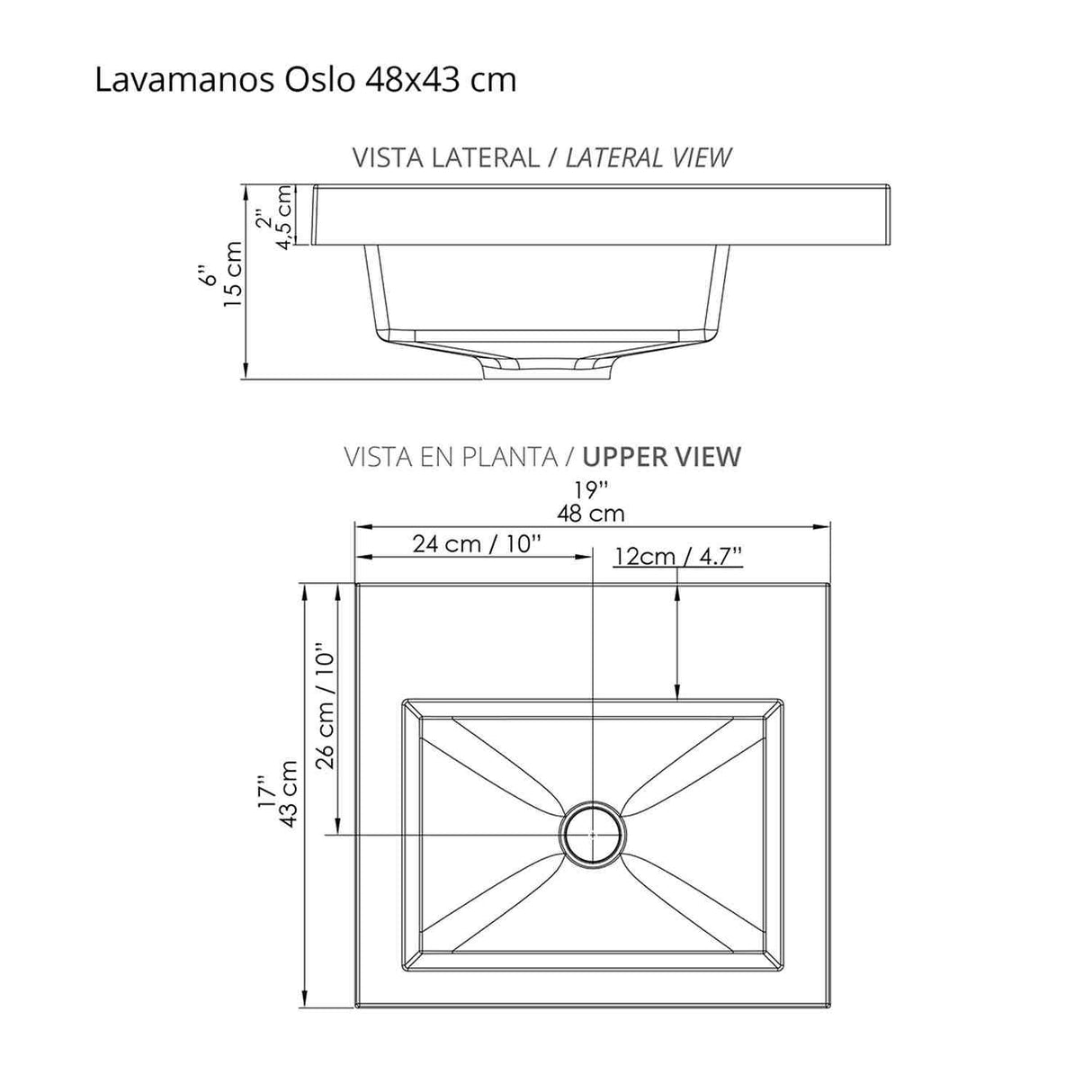 Mueble para Baño Oslo Mitte y Tambo 48 cm Flotante con Lavamanos - Muebles para Baño | Bylmo